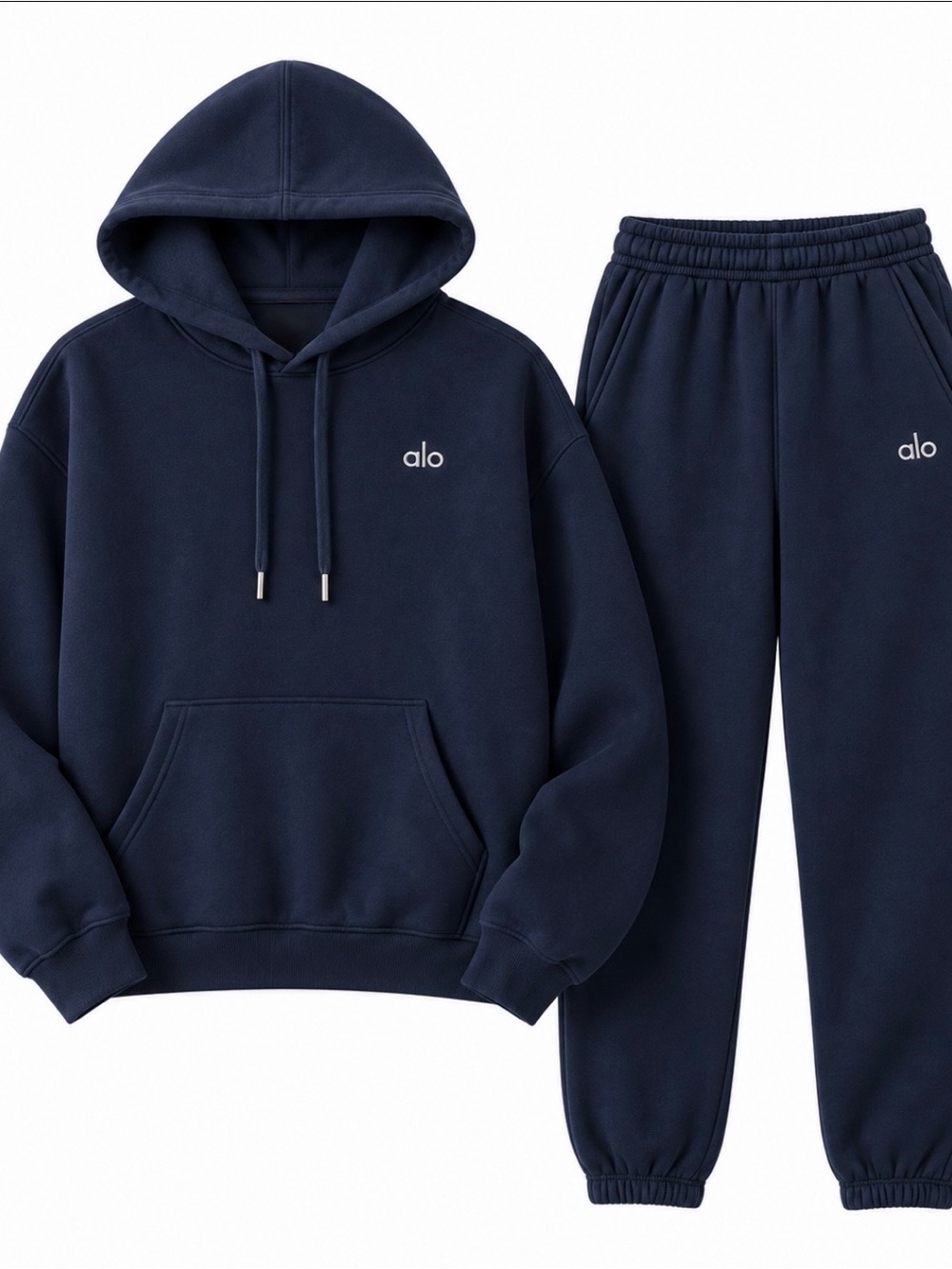 Authentic Alo Yoga Accolade Navy Hoodie & Sweatpants Set Unisex